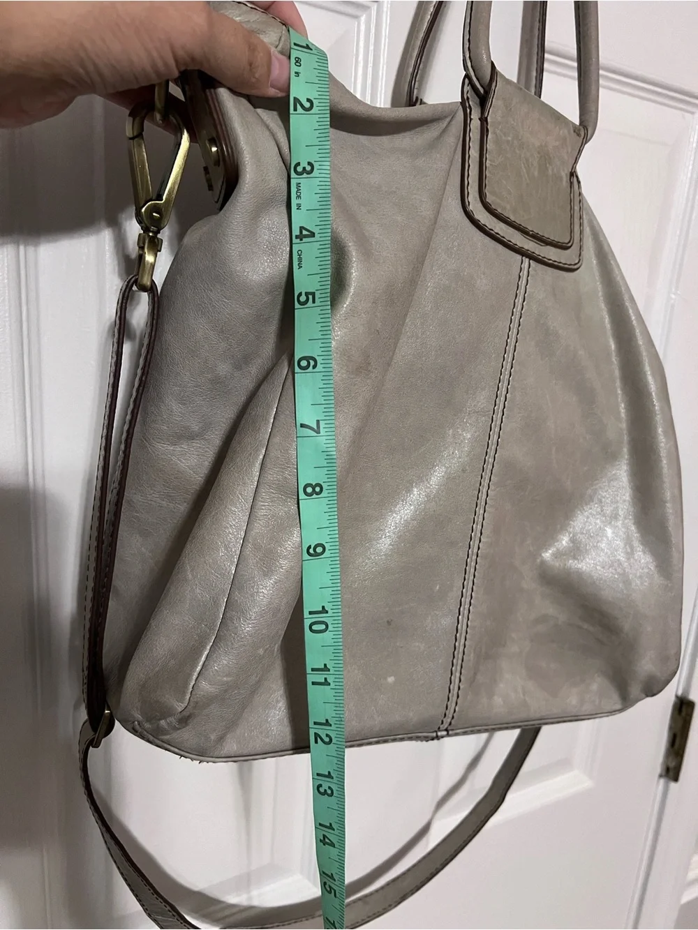 HOBO International Sheila Large Gray Leather Convertible Satchel Tote Crossbody